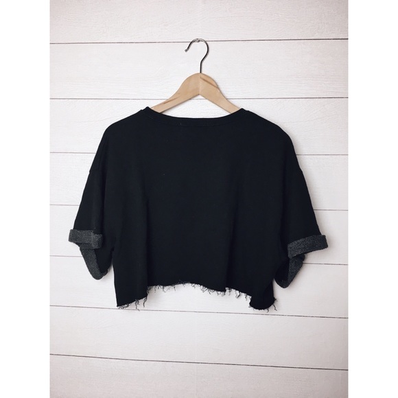 WILDFOX | Black Cropped Heart Sweatshirt SAMPLE - Picture 5 of 6